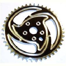 BMX CNC Alloy Chain Ring 44T 1/2 x 1/8 - Black/Silver Teeth