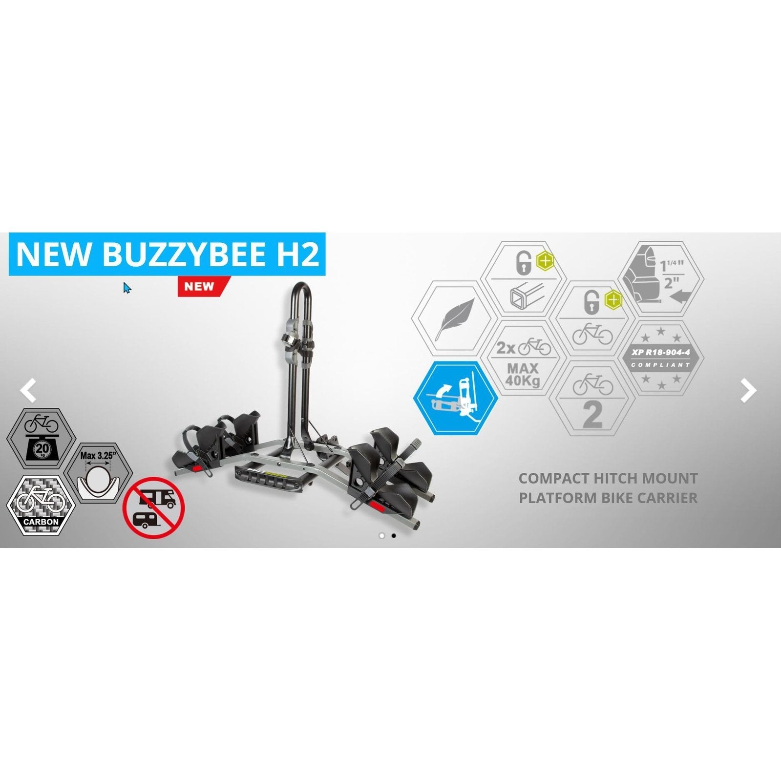 BUZZRACK Buzzybee H2 Hitch Bike Rack - 2 Bike Platform Carrier