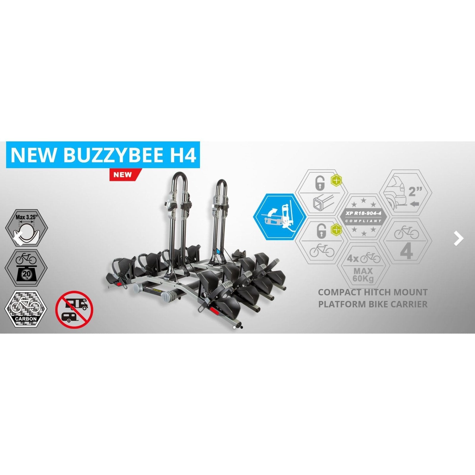 BUZZRACK Buzzybee H4 Hitch Bike Rack - 4 Bikes