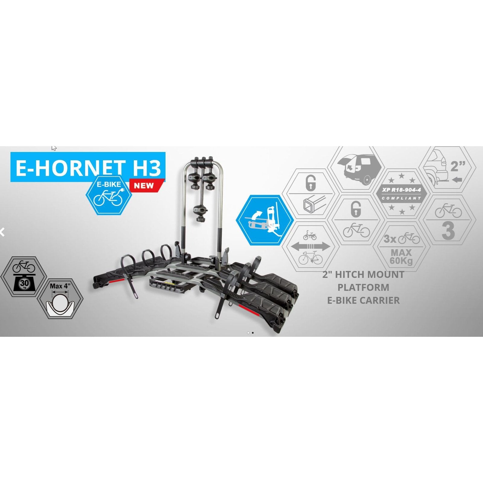 BUZZRACK E-Hornet H3 Hitch Bike Rack - 3 Bike Platform