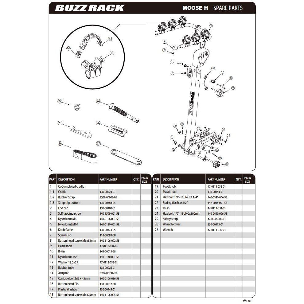 BUZZRACK Moose H4 Hitch Bike Rack - 4 Bikes