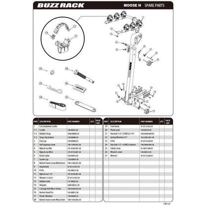 BUZZRACK Moose H4 Hitch Bike Rack - 4 Bikes