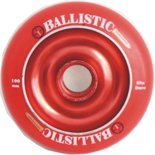 Ballastic Red 100mm Scooter Wheel - Metal Core, 88A