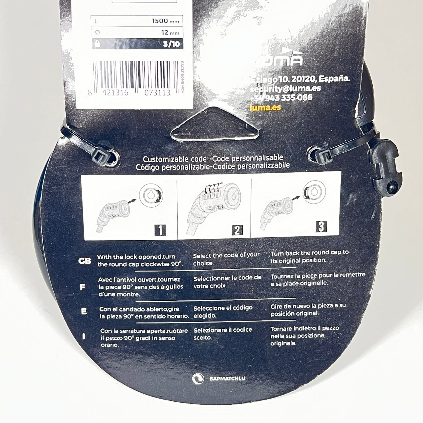 Bicycle Bike Lock 4 Digit Pin 12 x 1500mm Security