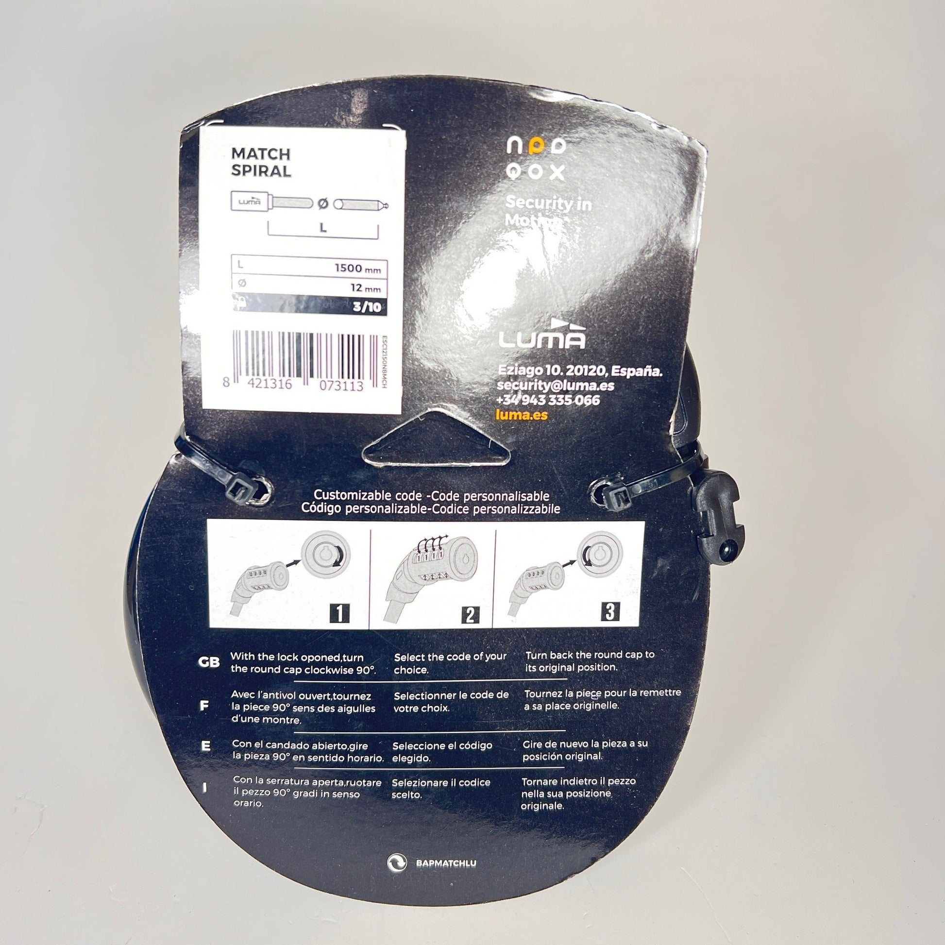 Bicycle Bike Lock 4 Digit Pin 12 x 1500mm Security