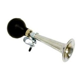 BikesUp Bike Lane Straight Air Horn Loud, Silver, Black Rubber Bulb, 22cm