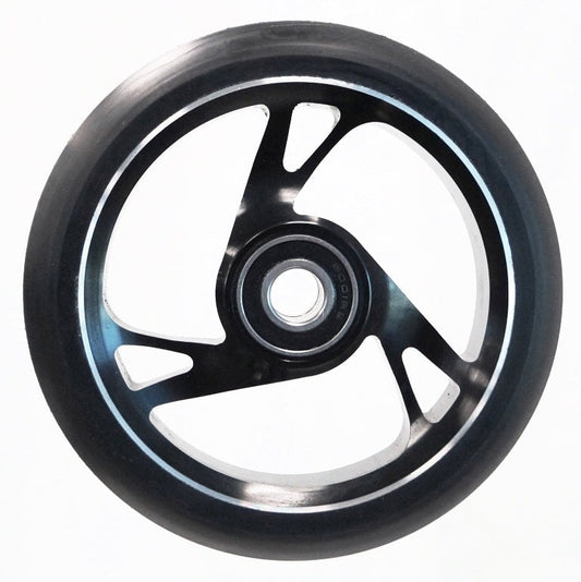 Bulletproof Alloy Core Scooter Wheel - 125mm Diameter, 30mm Wide, ABEC-9 Bearing, 12mm Axle, BLACK Core