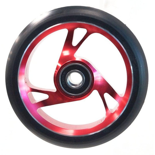 Bulletproof Alloy Core Scooter Wheel - 125mm Diameter, 30mm Wide, ABEC-9 Bearing, 12mm Axle, Red Core