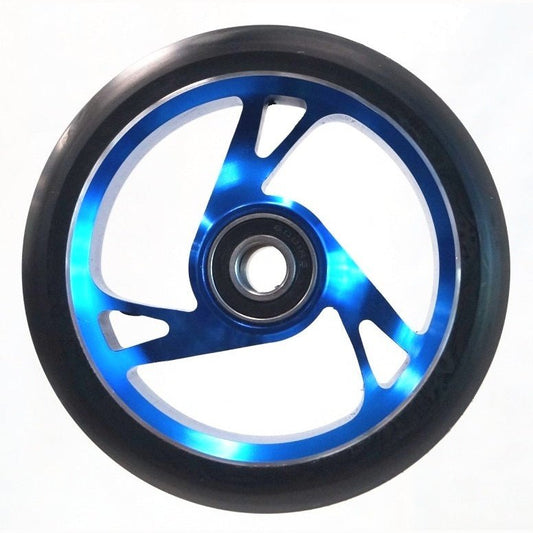 Bulletproof Alloy Core Scooter Wheel - 125mm Diameter, 30mm Wide, Blue Core, ABEC-9 Bearing
