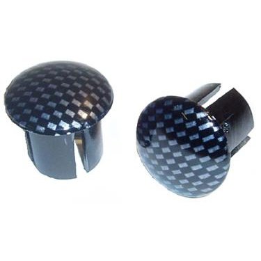 Carbon Look Bar End Plugs 19-21mm Pair - Bike Handlebar Accessories
