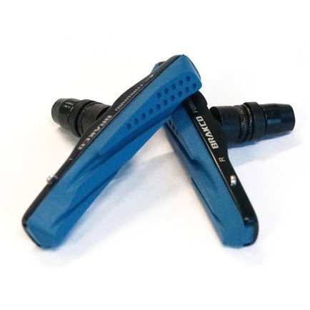 Carbon Rim Brake Shoes V-Brake Black Alloy Holders, Blue Pads, 72mm, Angle Adjustable