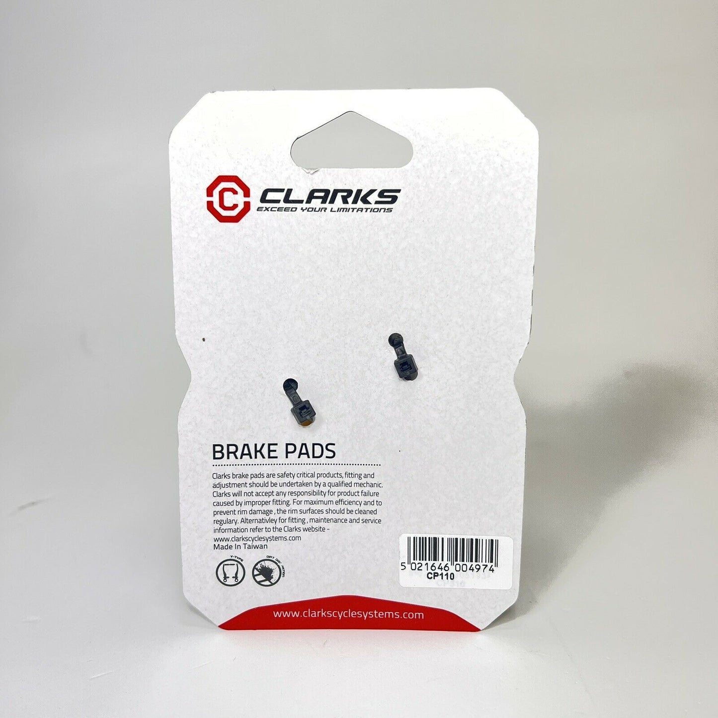 Clarks CP110 MTB V-Type Cantilever Brake Blocks - Black - 1 Pair - 60mm