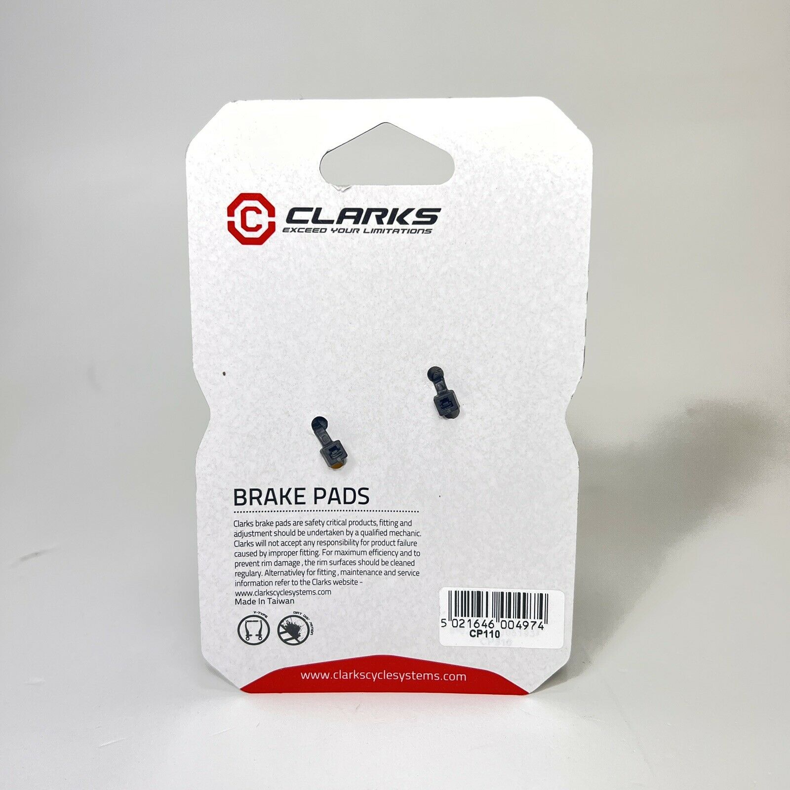 Clarks CP110 MTB V-Type Cantilever Brake Blocks - Black - 1 Pair - 60mm