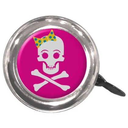 Clean Motion Girly Skull Bike Bell - Steel, 55mm Diameter, Fits Standard Handlebars