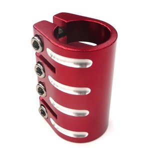 DEFIANT Scooter Clamp QUAD 31.8mm - Red - Secure Fit for Scooters
