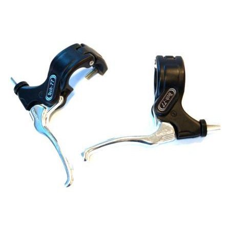 Dia-Compe Tech 77 BMX Brake Lever Set - Alloy, 2 Finger Type, Black/Silver Pair