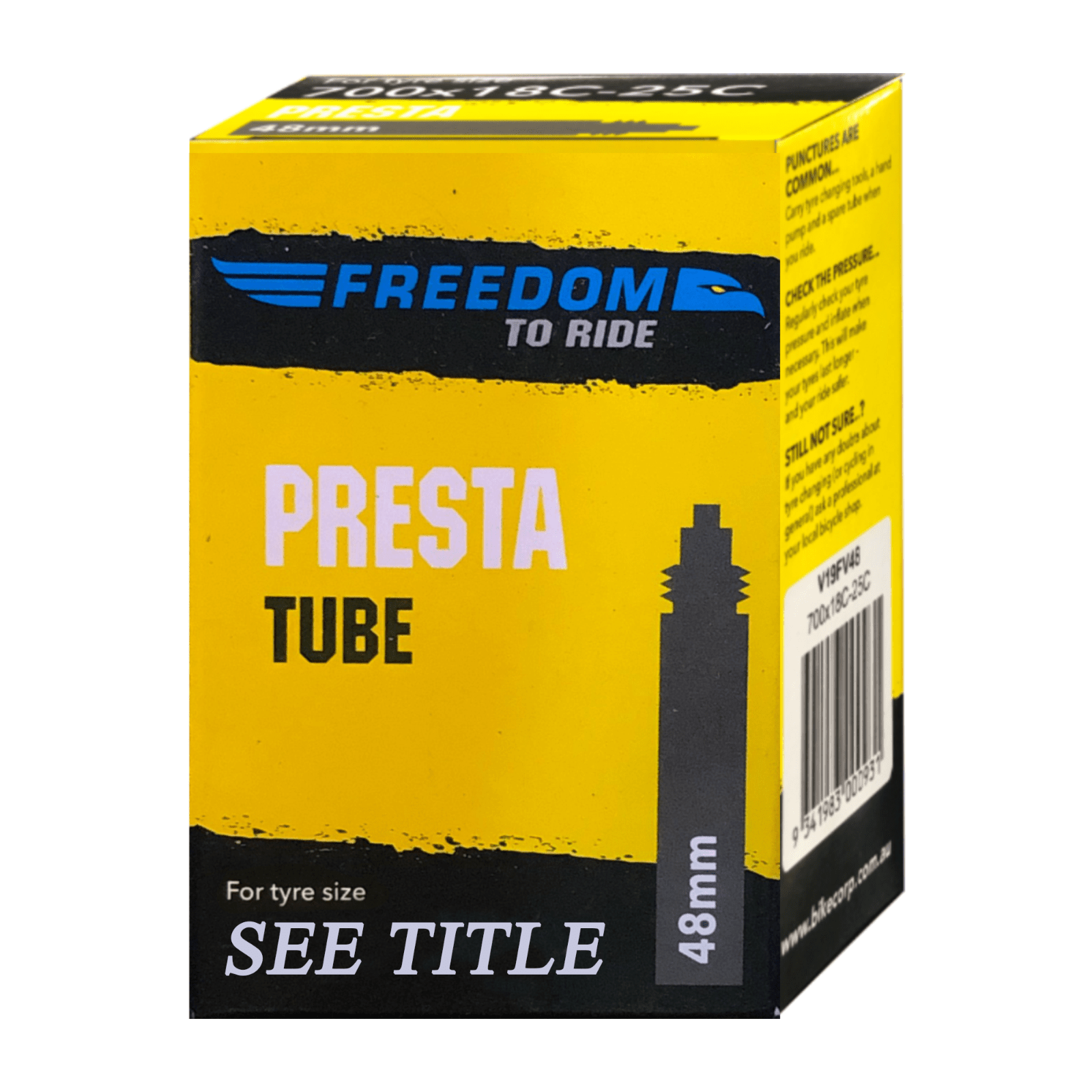 FREEDOM - 700 x 20 - 25c Bike Tube Presta Valve 48mm