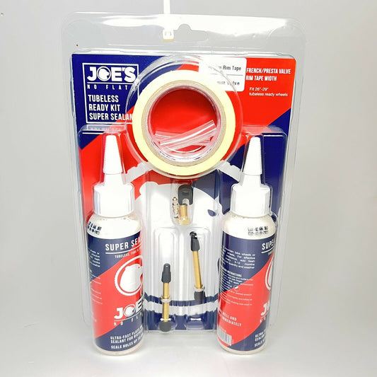 JOES Tubless Ready Kit Super Sealant 48mm Valve 25mm Rim Tape Core Removable