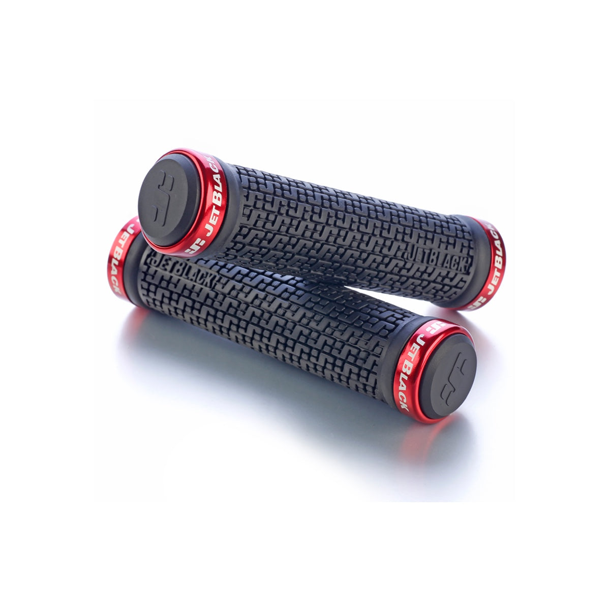 JetBlack Pin Lock On Grips - Black/Red Rings