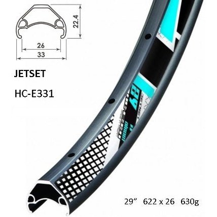 Jetset HC-E331 29er Disc Brake Rim - Tubeless Ready