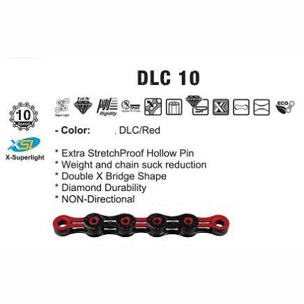 KMC DLC10SL 10-Speed Chain - Red/Black - Diamond Hard