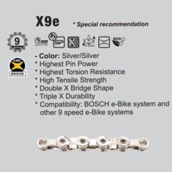 KMC E9T 9-Speed Ebike Chain - High Pin Power