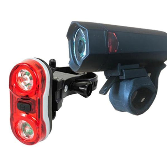 KWT Bike Light Set - F 1W Dual Flash & Half Watt Rear Battery-Powered