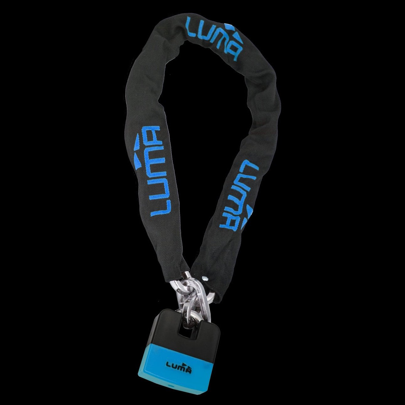 LUMA LOCK 10mm Heavy Duty Chain & Padlock - Black/Blue