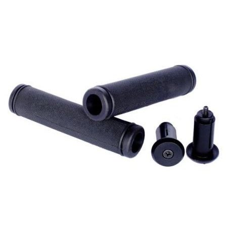 MTB Grips File Design with Plugs - 130mm BLACK