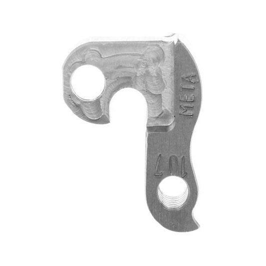 Meta CNC Model 107 CNC Derailleur Hanger - 6061 T651 Aluminum, Silver, Fits Marin, Ironhorse, Schwinn, Kona, KTM, Wheeler, Cervelo