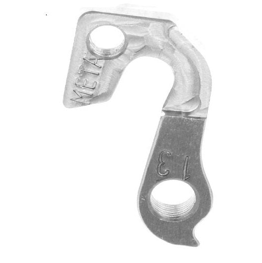 Meta CNC STELS Derailleur Hanger - Model 13, 6061 T651 Aluminum, CNC Machined, Silver
