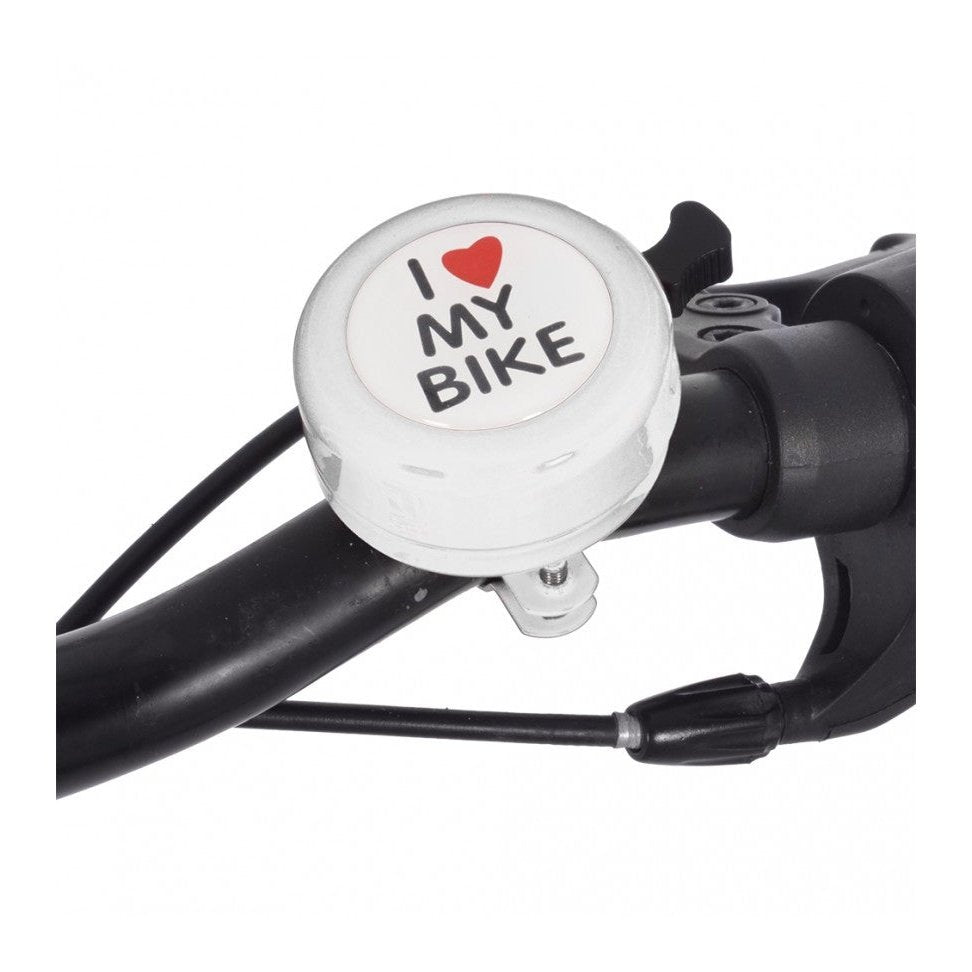 Oxford Bike Bell - I Love My Bike, White, 22.2mm Handlebar Fit