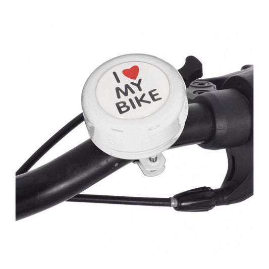 Oxford Bike Bell - I Love My Bike, White, 22.2mm Handlebar Fit