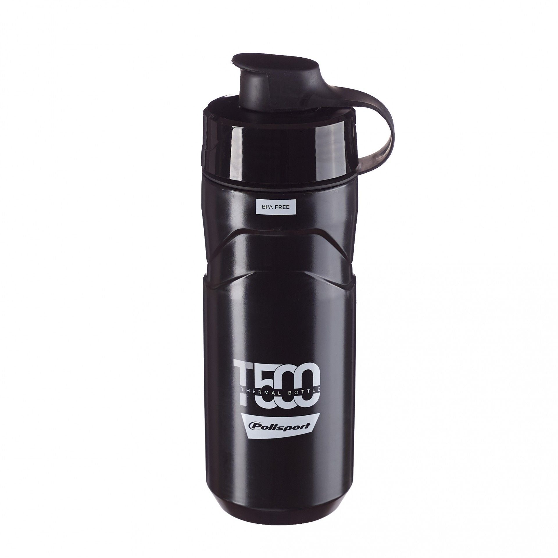 Polisport Convertible Thermal Water Bottle - 500/650ml, Screw-On Cap, Black/Grey