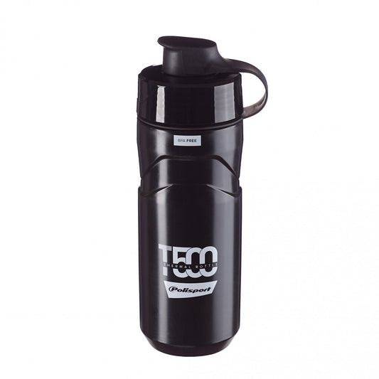 Polisport Convertible Thermal Water Bottle - 500/650ml, Screw-On Cap, Black/Grey