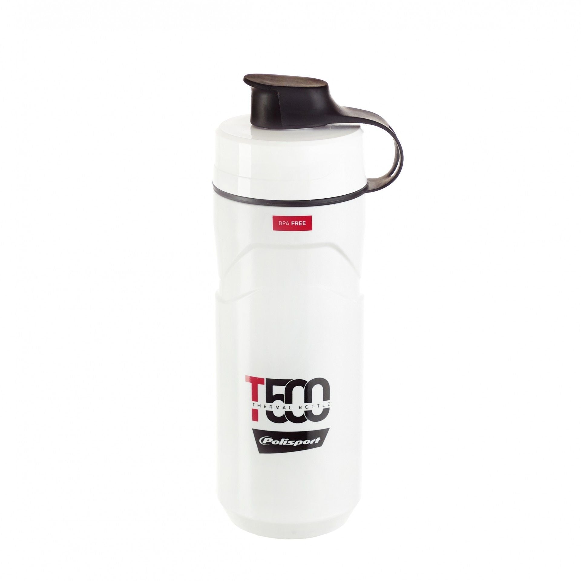 Polisport Convertible Thermal Water Bottle - 500/650ml, Screw-On Cap, White/Red