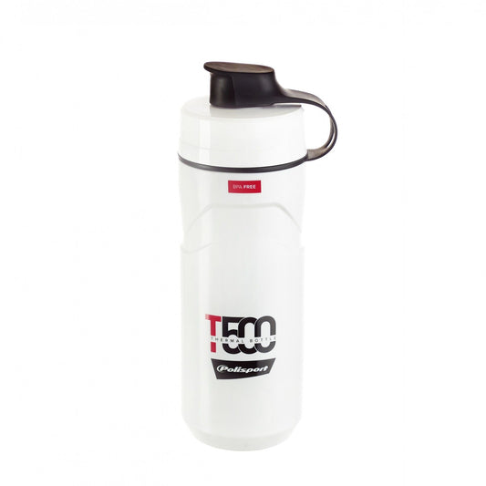 Polisport Convertible Thermal Water Bottle - 500/650ml, Screw-On Cap, White/Red