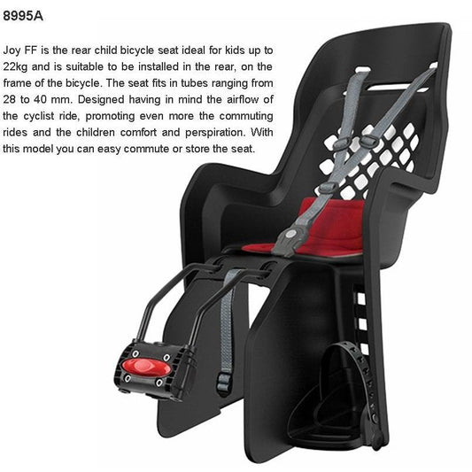 Polisport JOY Baby Seat - Q/R Frame Mount, 26"-29" Bikes, 22kg Limit, Ventilated, Dark Grey