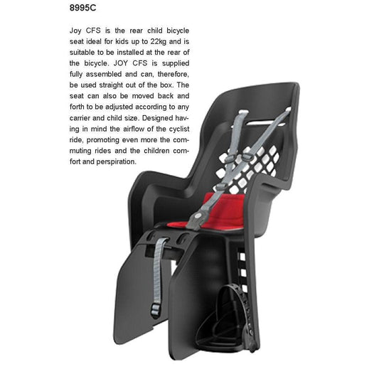 Polisport JOY Baby Seat with Rack Mounting and Extra Ventilation in Dark Grey