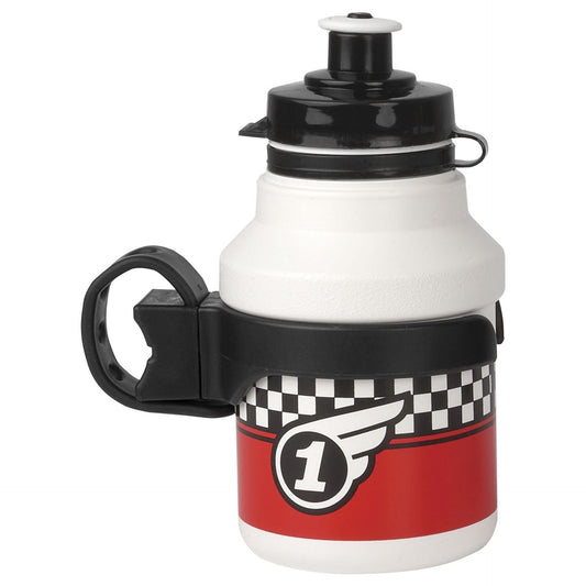 Polisport Race Kids Water Bottle with Clip-On Holder - 350ml White