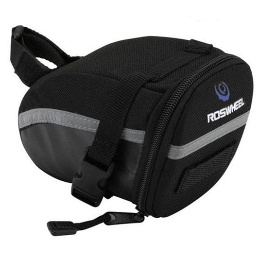 SAHOO Saddle Bag - Velcro & Clip Strap, 600D, 15x7.5x5cm, Black