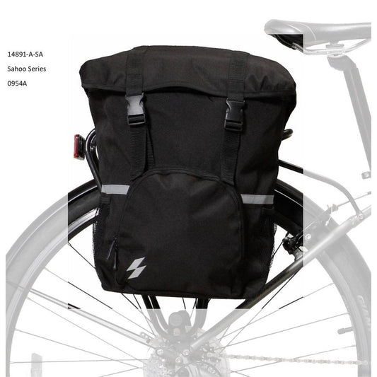 SAHOO Single Pannier Bag - 15L Water Resistant Black Hook & Velcro Fastening