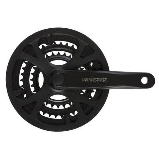 SR Suntour Unspecified Chainwheel Set 170mm 48/38/28T 3x7/8spd Square Taper BB Black