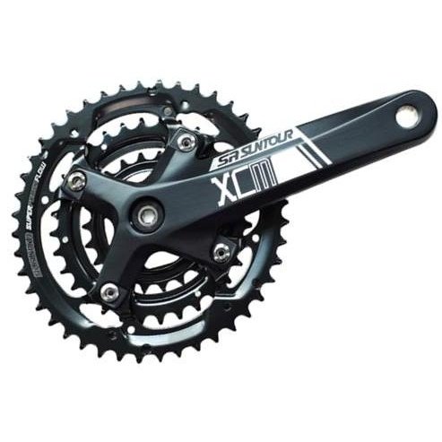 SR Suntour XCM-T418 Chainwheel Set - 3x9spd, 170mm, Square Taper, Black Steel Rings