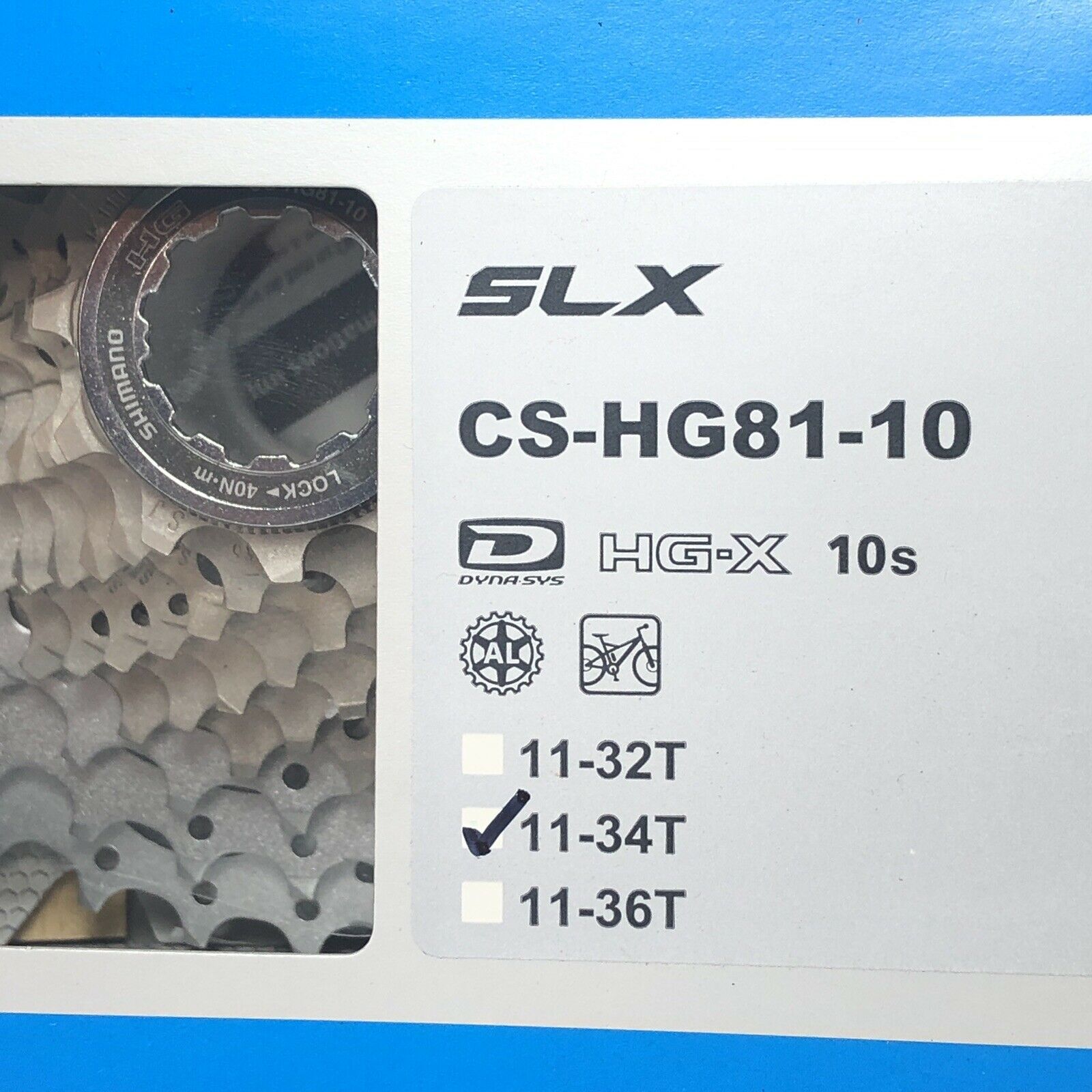 Shimano SLX 10Spd Cassette CS-HG81 11-34t 10-Speed Dyna-Sys Bike Gears Sprocket