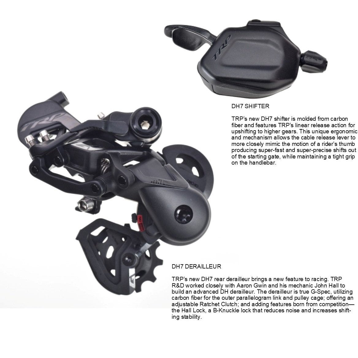 TRP DH7 Black Rear Derailleur & Shifter - Mountain Bike Upgrade