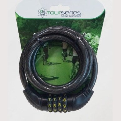 TourSeries 4-Digit Cable Lock - Black, Resettable Combination, 10mm x 1500mm