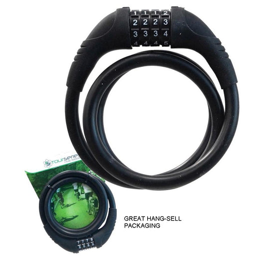 TourSeries Silicone Cable Lock - 4 Digit Combination - 12mm x 1000mm