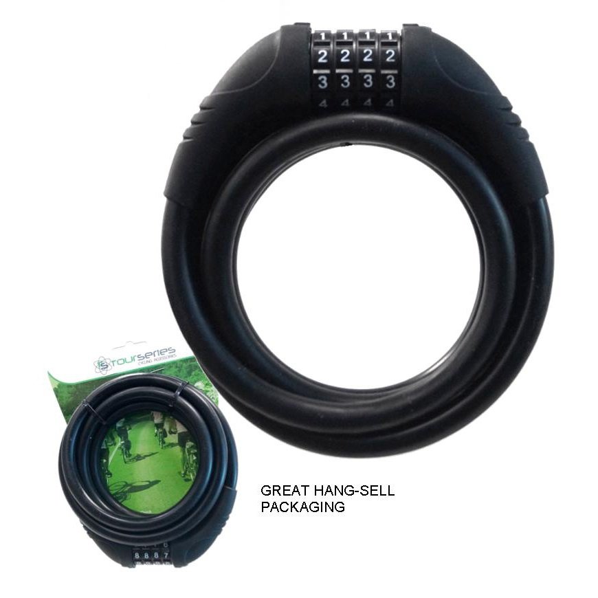 TourSeries Silicone Cable Lock 4-Digit Combo - 12mm x 1800mm