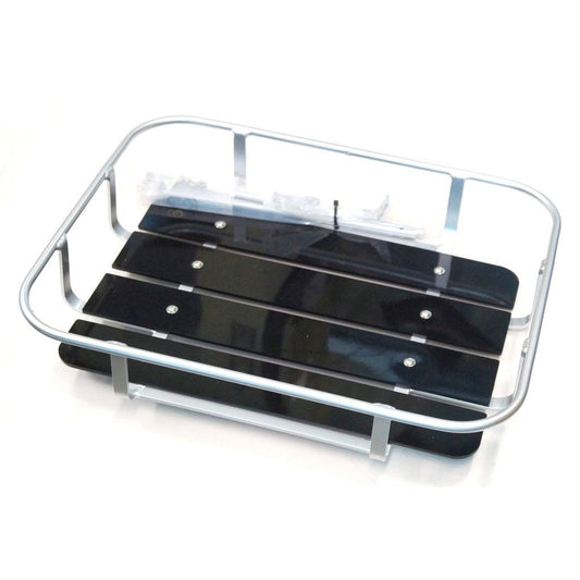 Tray Style Front Basket - Silver Alloy Frame with Plastic Slats and Handle